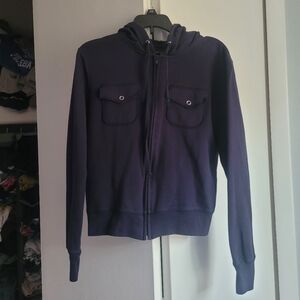 Allison Brittney Zipfront Hooded Shirt/Jacket Long-sleeved Navy